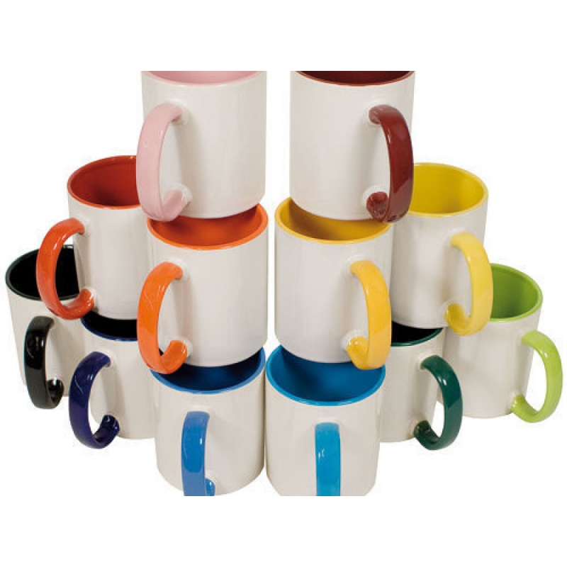 Кружки цветные внутри и с цветной ручкой